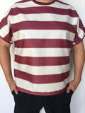 Adult Unisex Crew Neck Short Sleeve Tough Shirt with Stripes # 307SSCS
